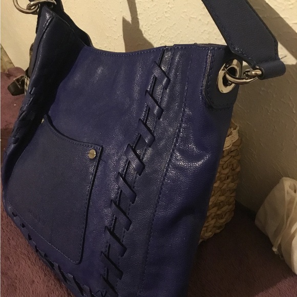 Milly Royal Blue Leather Medium Size Shoulder Bag - Picture 3 of 16